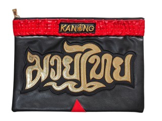 กระเป๋า Clutch ดีไซน์มวยไทย by KANONG : สีดำ/แดง ขนาด A4